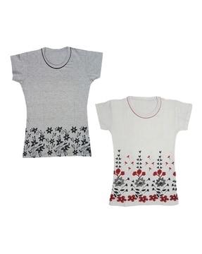 pack of 2 floral print round- neck t-shirt