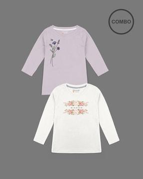 pack of 2 floral print round-neck t-shirts