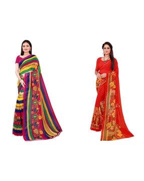 pack of 2 floral print sarees