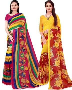 pack of 2 floral print sarees