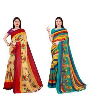 pack of 2 floral print sarees