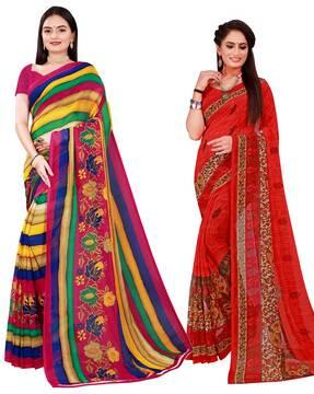 pack of 2 floral print sarees