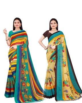 pack of 2 floral print sarees