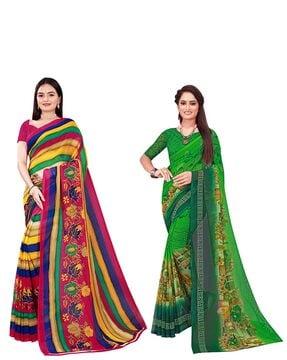 pack of 2 floral print sarees