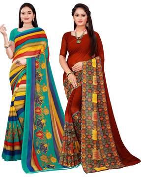 pack of 2 floral print sarees