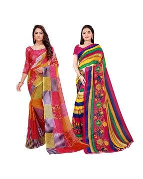 pack of 2 floral print sarees