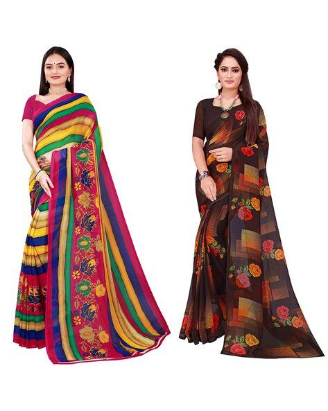 pack of 2 floral print sarees