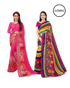 pack of 2 floral print sarees