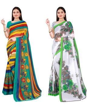 pack of 2 floral print sarees