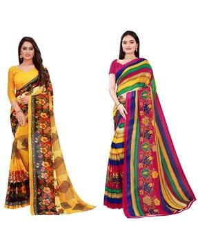 pack of 2 floral print sarees