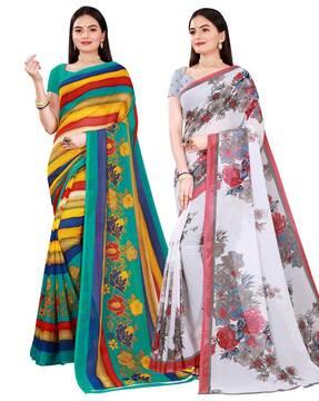 pack of 2 floral print sarees