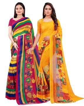 pack of 2 floral print sarees