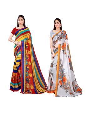 pack of 2 floral print sarees