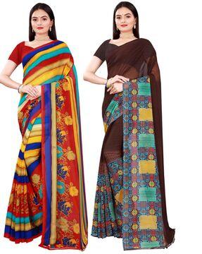 pack of 2 floral print sarees