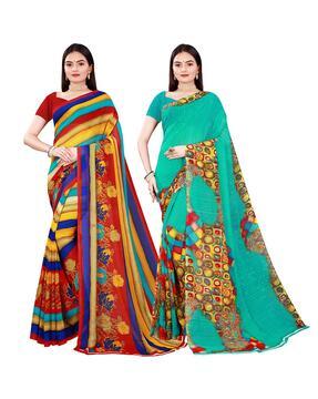 pack of 2 floral print sarees