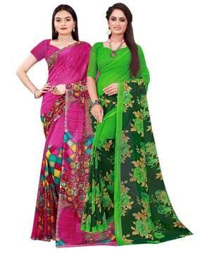 pack of 2 floral print sarees