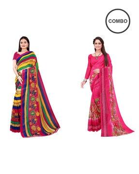 pack of 2 floral print sarees