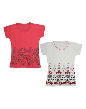 pack of 2 floral print short sleeves t-shirt