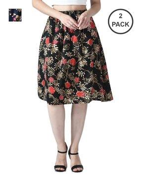 pack of 2 floral print straight skirts