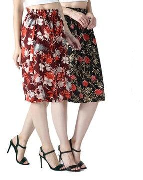 pack of 2 floral print straight skirts