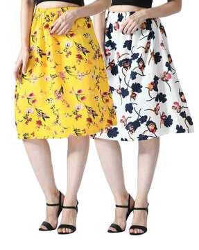 pack of 2 floral print straight skirts