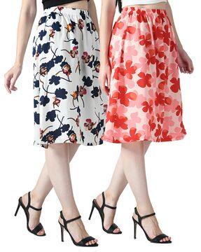 pack of 2 floral print straight skirts