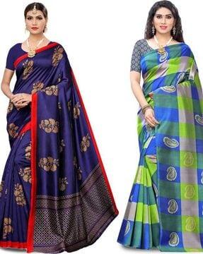 pack of 2 floral print traditional sarees