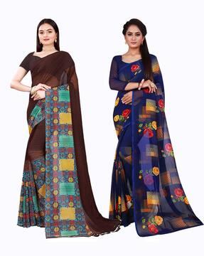 pack of 2 floral printed saree