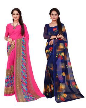 pack of 2 floral printed saree