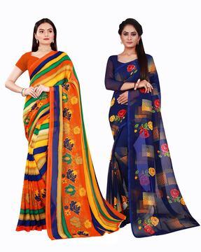 pack of 2 floral printed saree