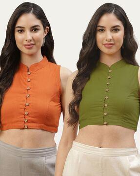 pack of 2 front-open blouses