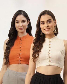 pack of 2 front-open blouses