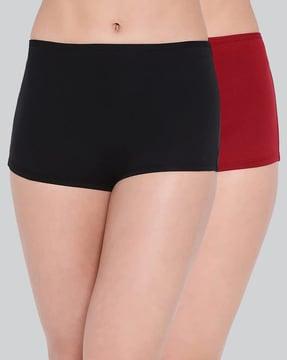 pack of 2 full-coverage boyleg with elasticated waist - assorted