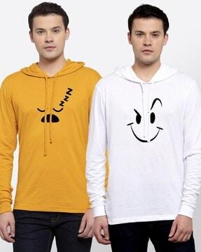 pack of 2 full sleeves hooded t-shirt