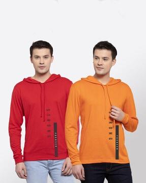 pack of 2 full sleeves hooded t-shirt