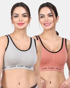 pack of 2 geometric pattern sports bras