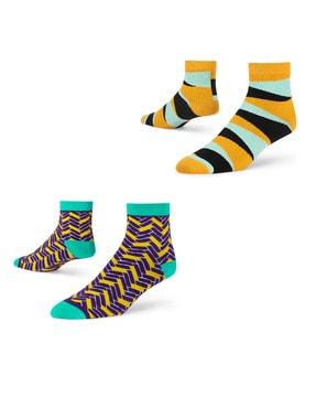 pack of 2 geometric print ankle-length socks