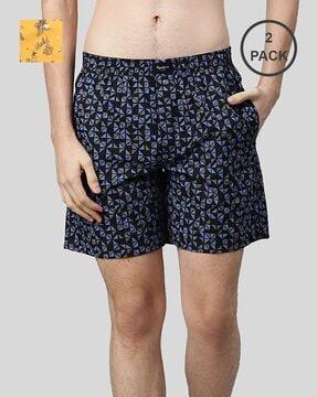 pack of 2 geometric print boxers with elasticated waistband