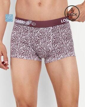 pack of 2 geometric print trunks with elasticated waist
