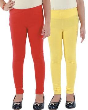 pack of 2 girl leggings with elasticated waist