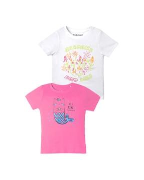 pack of 2 girl regular fit round-neck t-shirts