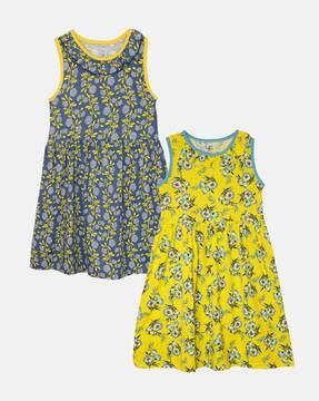 pack of 2 girls floral print a-line dress