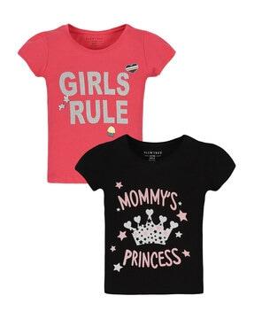 pack of 2 girls graphic print t-shirts
