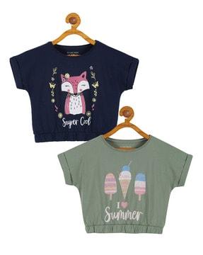 pack of 2 girls graphic print tops