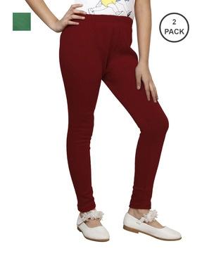 pack of 2 girls leggings with elasticated waistband