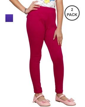 pack of 2 girls leggings with elasticated waistband