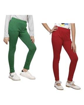 pack of 2 girls leggings with elasticated waistband