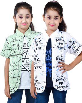 pack of 2 girls printed shrug with t-shirt