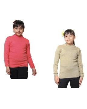 pack of 2 girls round-neck pullovers