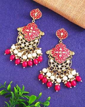 pack of 2 gold-plated beaded chandbali earrings